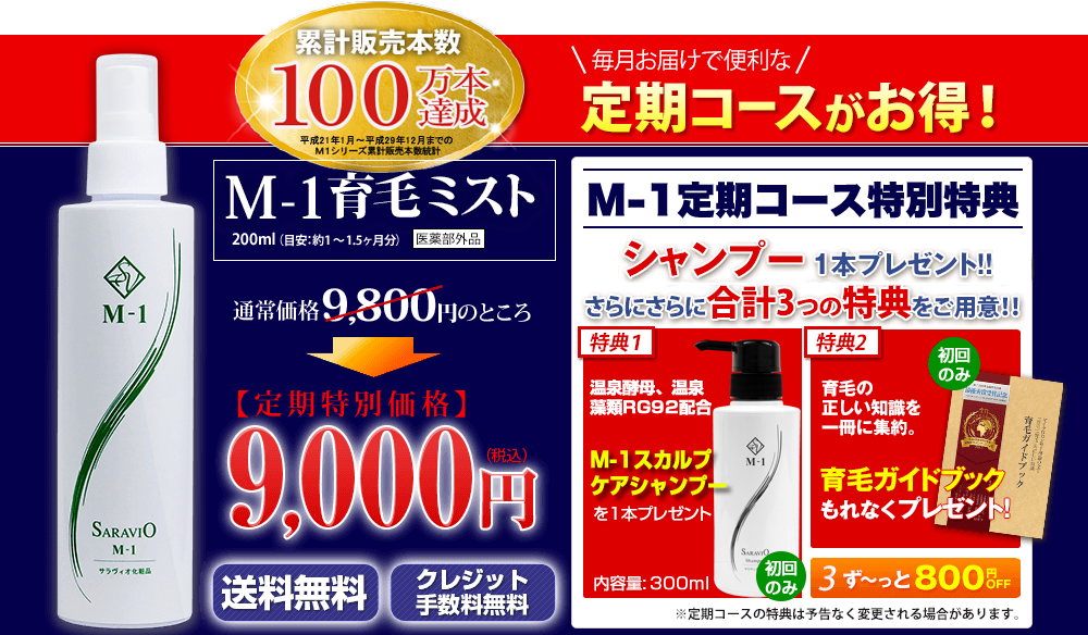 育毛、抜け毛、フケ、かゆみ 期待に応えられる育毛剤です。世界が認めた育毛メカニズム　M-1育毛ミスト