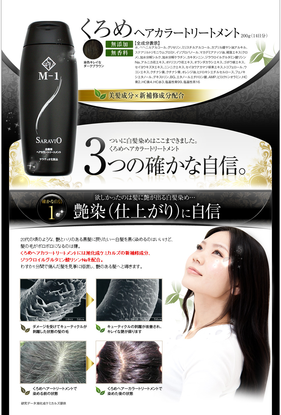ついに白髪染めはここまできました。くろめヘアカラートリートメント3つの確かな自信。